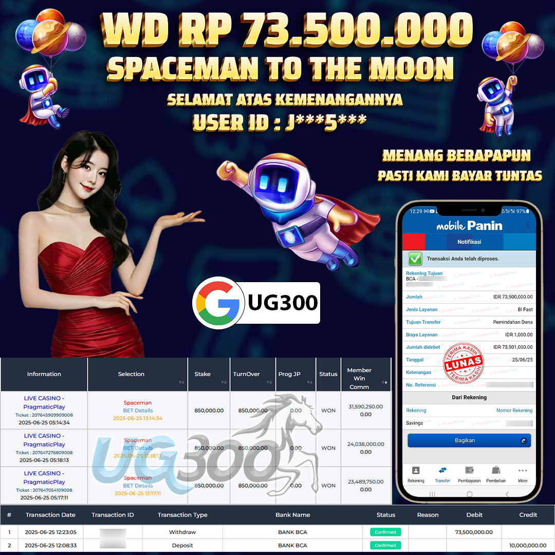 UG300 SPACEMAN TO THE MOON Rp.73,500,000- DI BAYAR TUNTAS